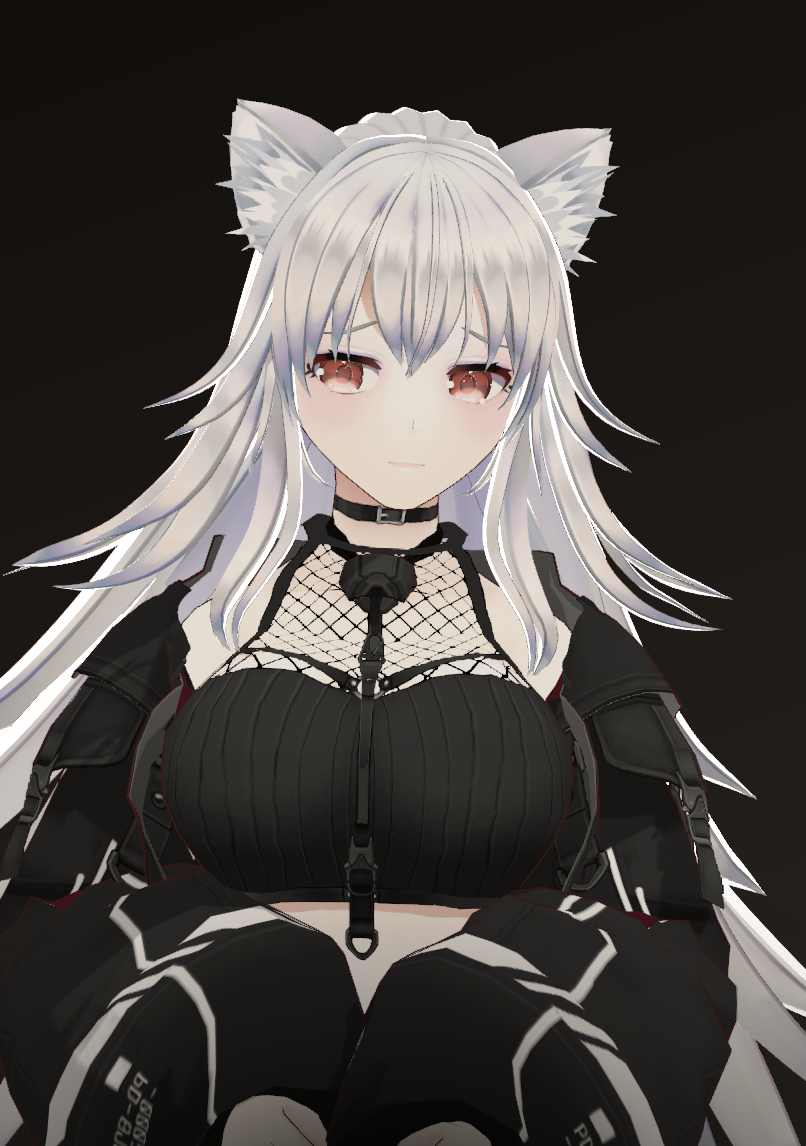 An Egirls.ai anime cat-girl AI character with silver hair, created in the character builder